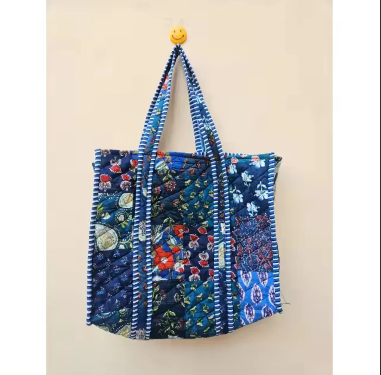 Bolso Acolchado de Algodón Reversible para Mujer, Bolsa de Hombro