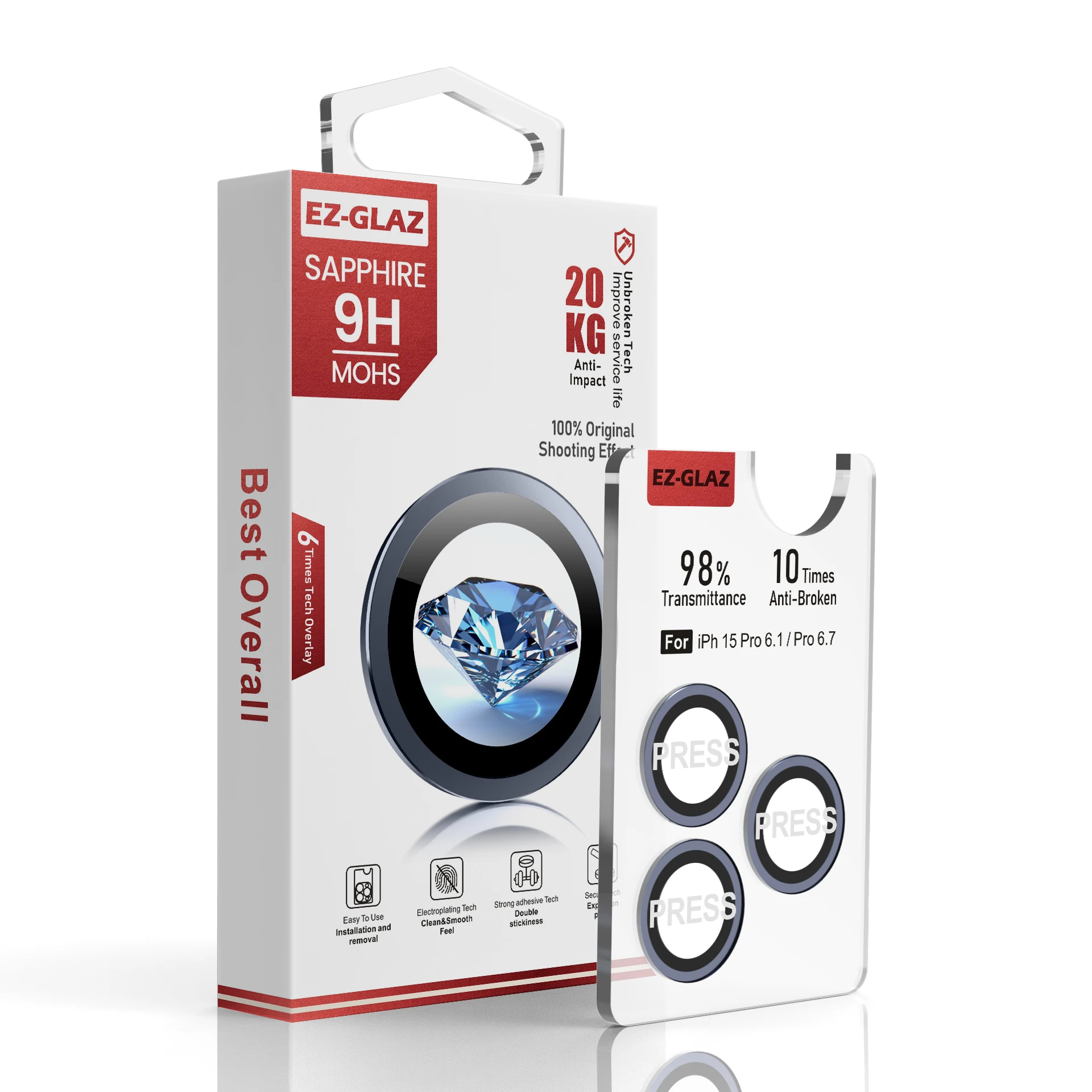 Ezglaz Sapphire Lens Protector Iphone 15 14 13 Pro Max Titanium Metal