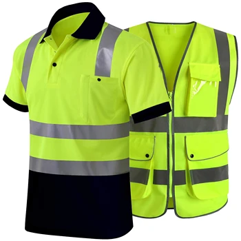 12-Pack High Visibility Reflective Safety Shirts - Bulk XL Construction Work Shirts