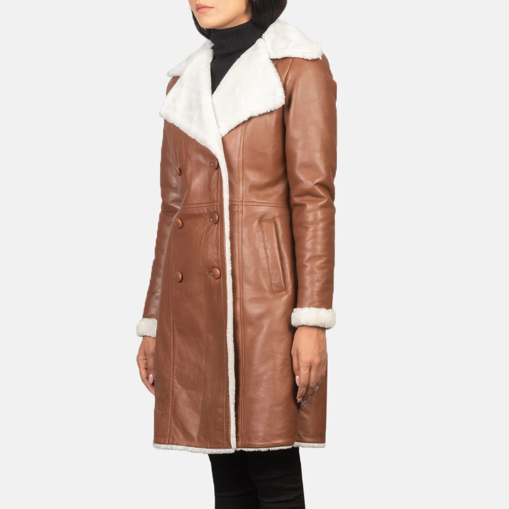 New Design Custom Color Woman Fashion Leather Coat Top Selling Casual Wear High Quality Women Leather Coat - Image 4