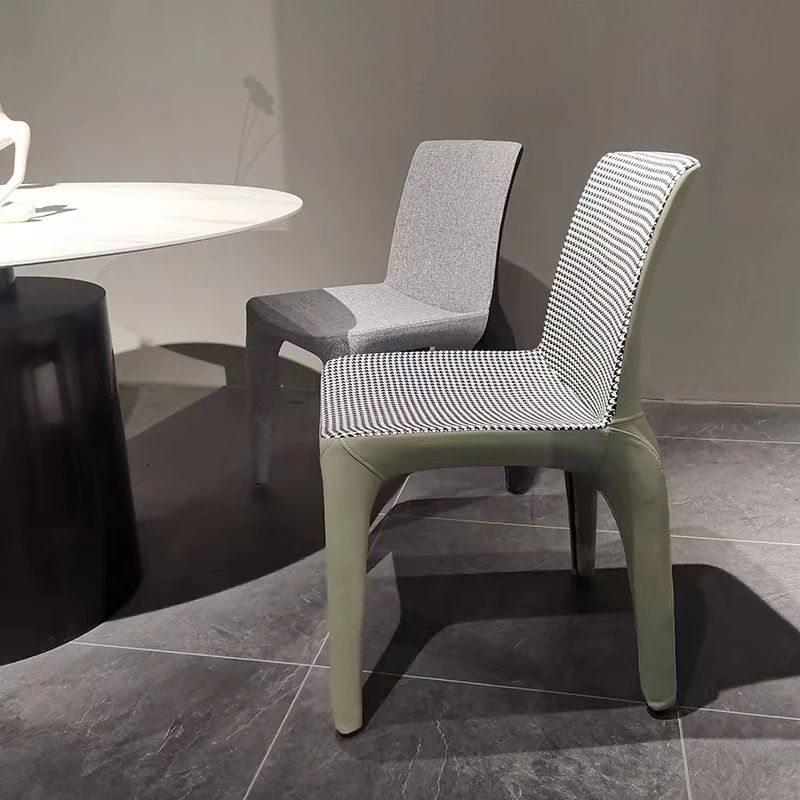 Минималистичный тканевый кожаный стул в скандинавском стиле для ресторана дома столовой обеденный из массива дерева