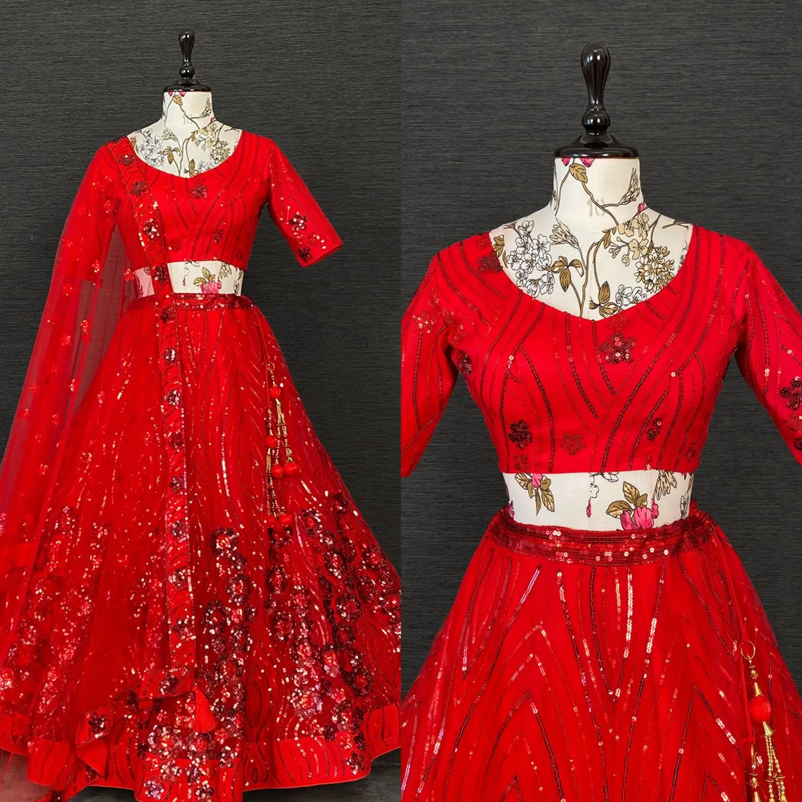 Attractive Modern Design Net Lehenga With Sequins Embroidery Work Blouse With Dupatta And