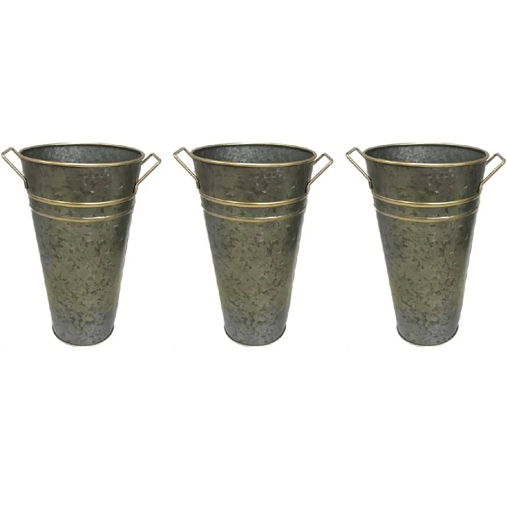 Hot Selling Anti Rust Metal Bucket with Handles Galvanized Planters for ...