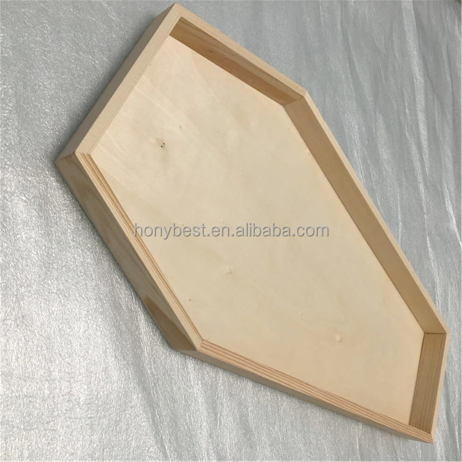 3 Pack of Unfinished Wood Coffin Trays – 8 Inch Coffin Shaped