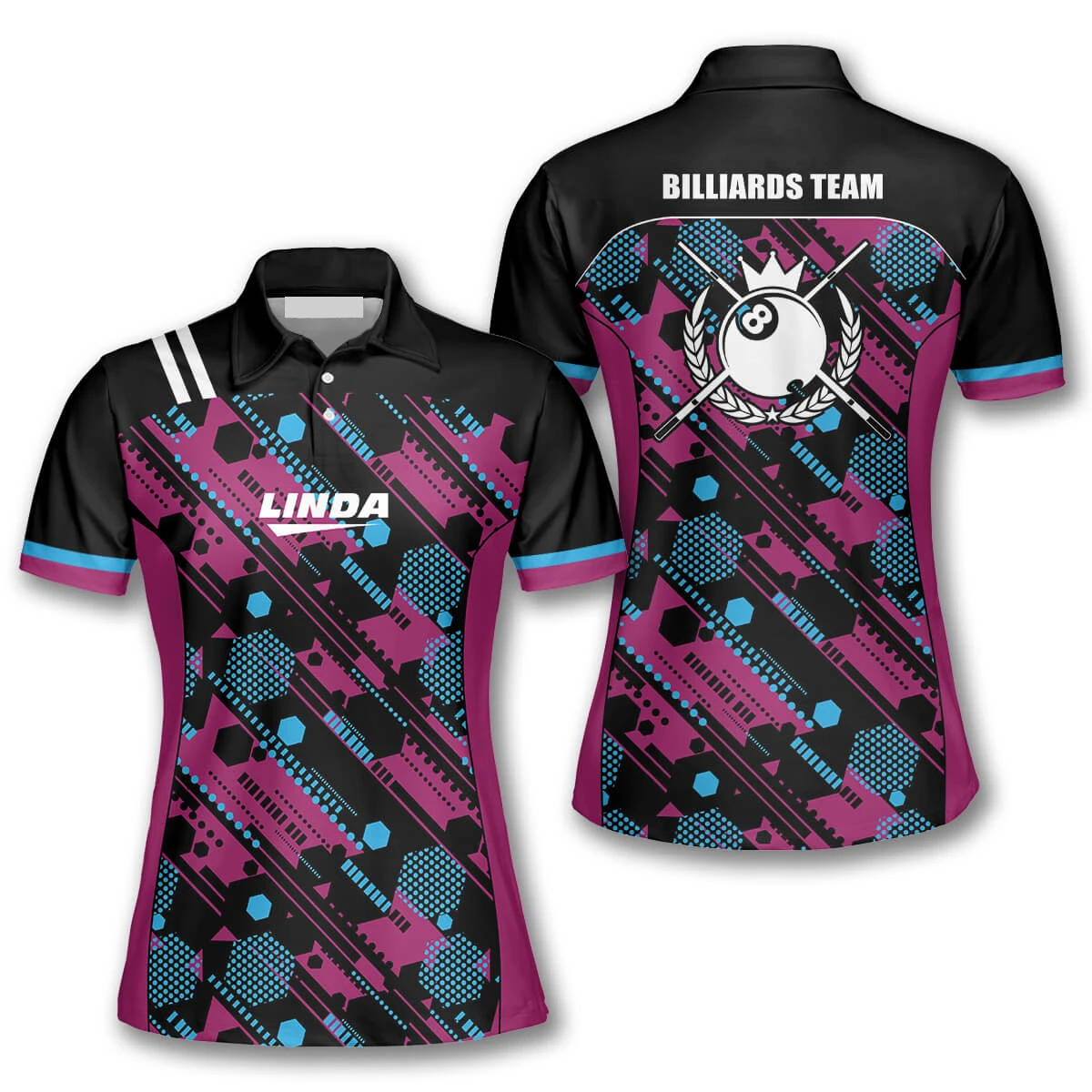 Customized Team Logo And Numbers Sublimation Women's Billiard Jersey ...