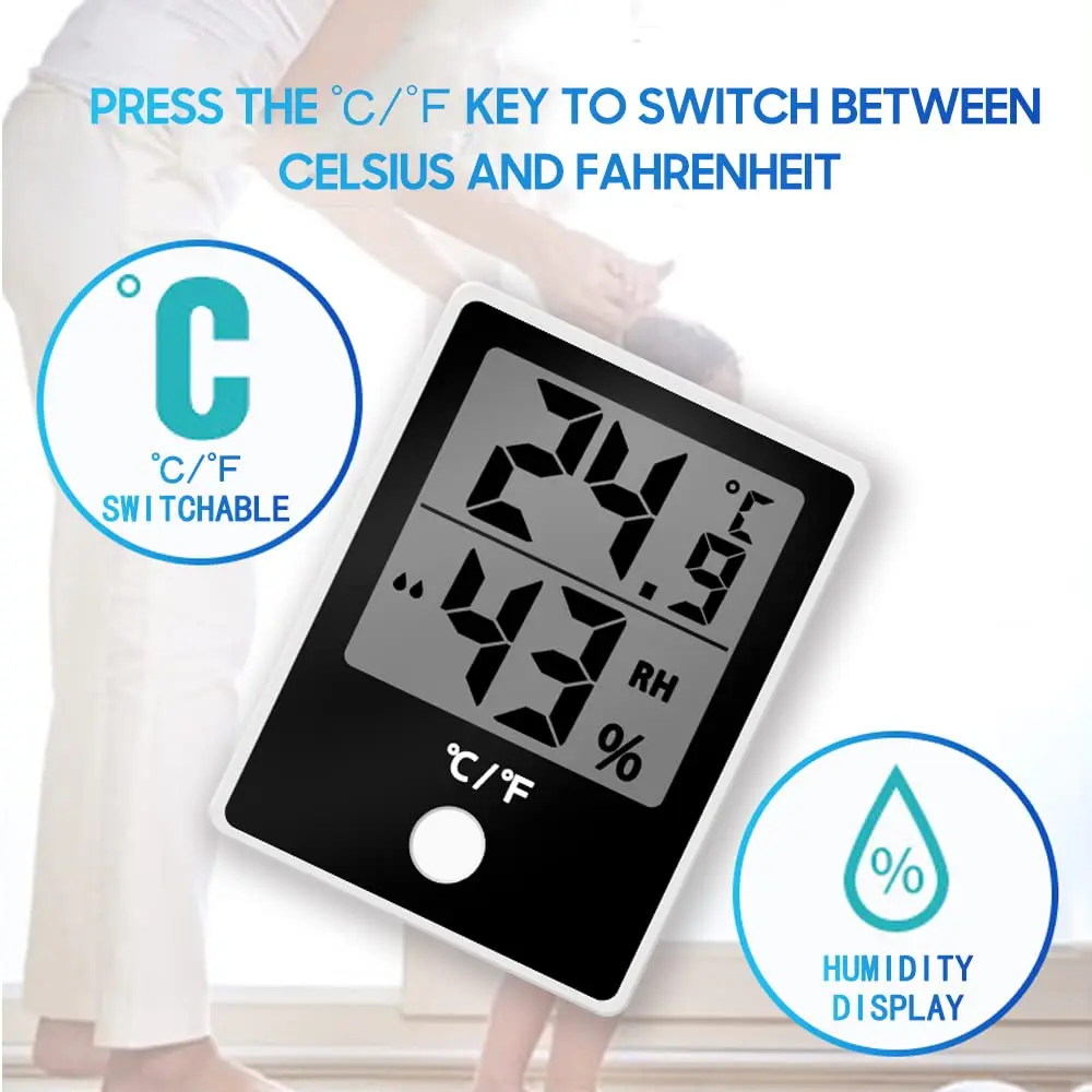 Indoor Hygrometer Thermometer LCD Digital Thermohygrometer Temperature & Humidity Gauge Monitor Hygrothermograph