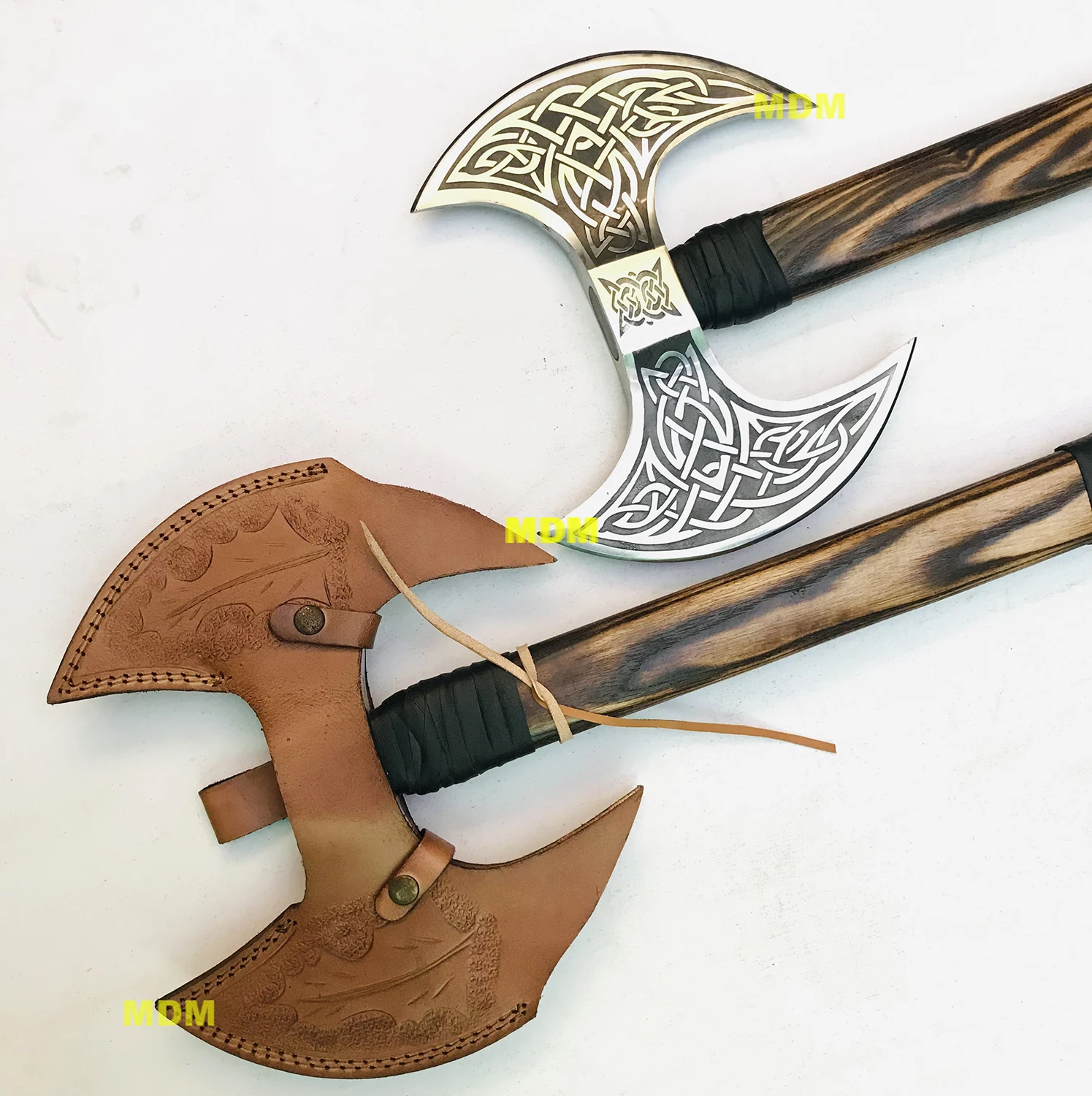 Grosse Hache Nordic Fenrir Viking Axe Lame Acier Carb Manche Bois Etui Cuir Artisanat Pa882458