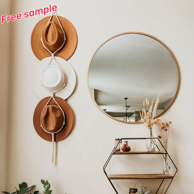 Home Decoration Wholesale macrame wool boho macrame hat hangers hat holder for wall custom hat hanger