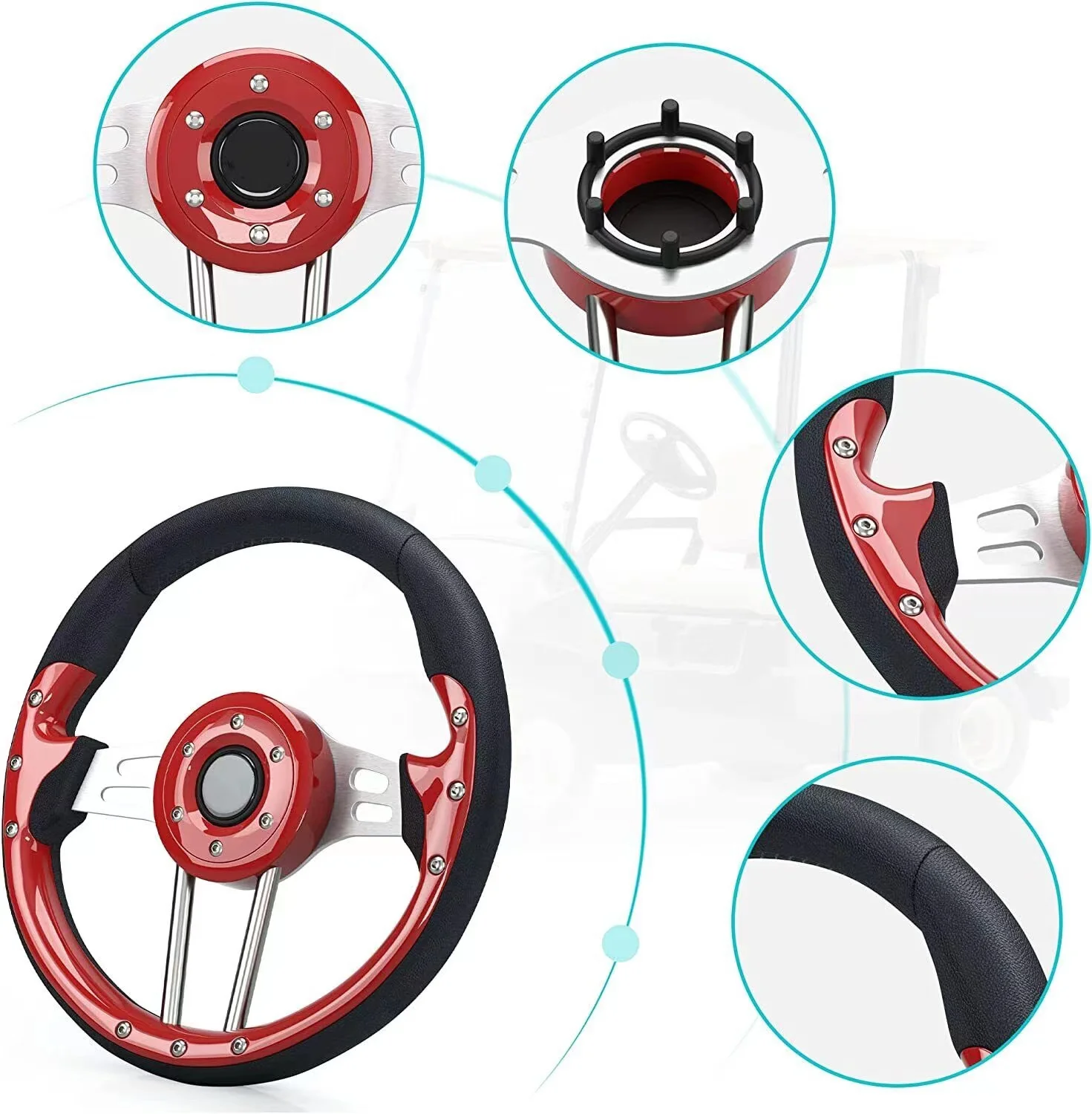 Customize 13 Inch Golf Cart Pvc Leather Steering Wheel Car Steering ...