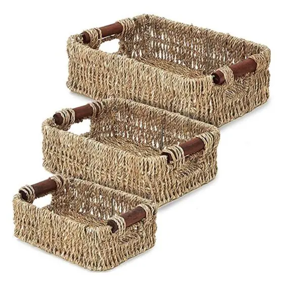 High Quality Wicker Baby Basket with a Natural Rattan and Seagrass Cradle Baby Shower Gift Wholesale Antique Round Fruit Basket