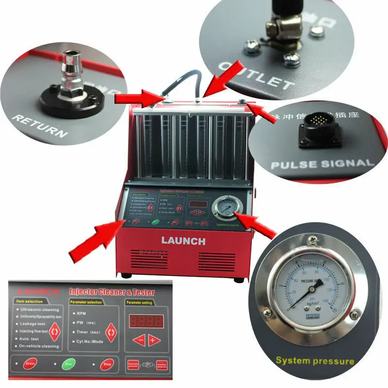 Launch Injector Cleaning Machine LAUNCH CNC-602A Ultrasonic Fuel Injector Tester & Cleaner Car Gasoline ...