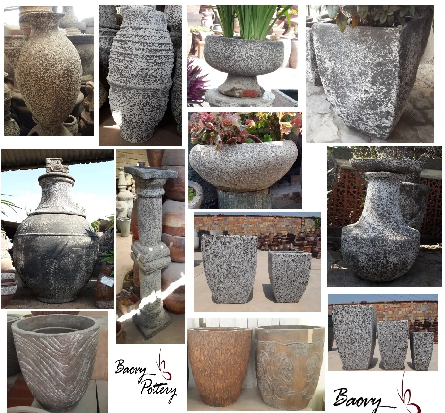 [Ruby Linh]- Atlantis Pottery Atlantic Pots Antique Water Fountains Rustic Flower Pot - Sandblast Pot Floor Vase Large Planter