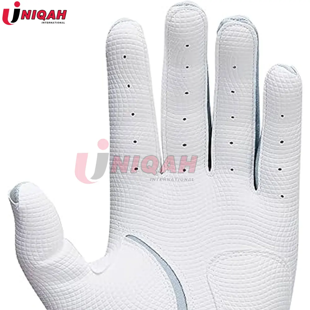 High Quality Mens Golf Gloves Premium Japanese Synthetic Leather Cabretta Leather White Denim Blue Stretchable Design for Sports