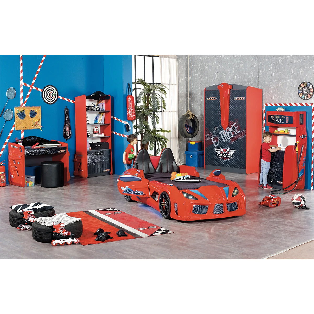 Набор для спальни для подростков, детская и детская комната, дизайн автомобиля, шкаф для кровати, полный комплект для детской кровати