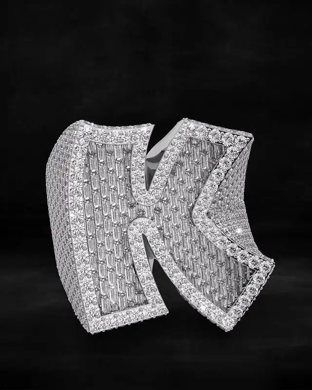 Popular Alphabet Ring custom design crafted in 925 sterling silver moissanite diamonds fully iced out bling design for men