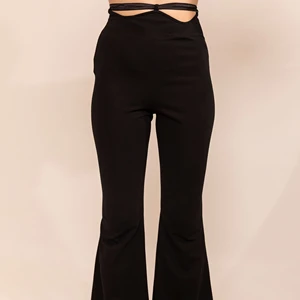 Women's Casual Long Pant Black High Waist with Scallop Cut Button Decoration Woven Summer Trousers Wholesale Price Manufacturer