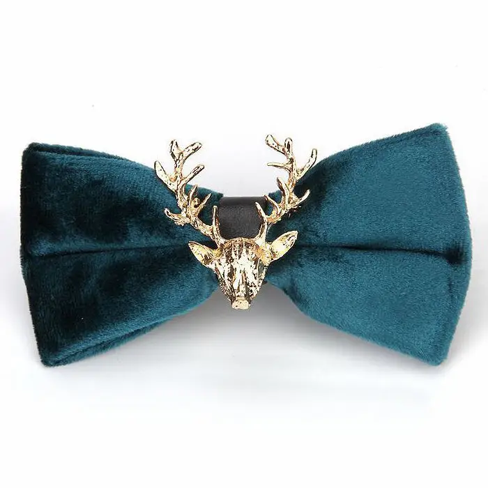 Plain Dyed Velvet Pre-Tied Christmas Bow Tie with Needle Detection for Party and Festive Style