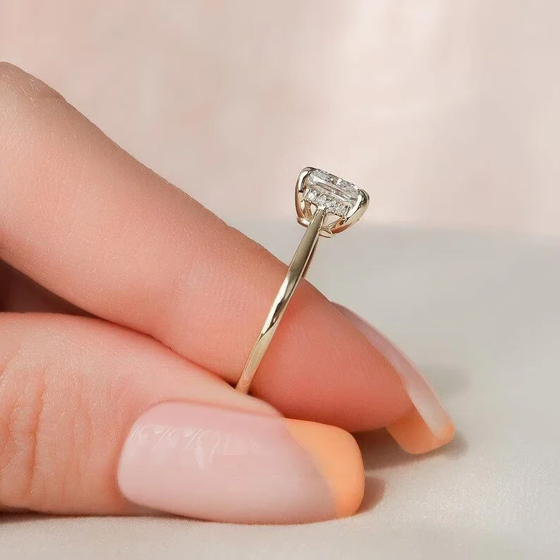 18KGP ダイヤモンド　デザインリング　指輪 ダイヤ ダイヤモンド 0.115ct 特殊カット ムーン リング K18YG