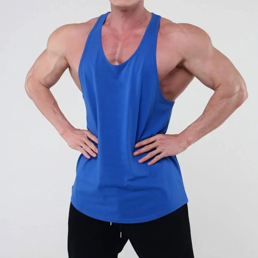 Hot Popular Workout Running Training Breathable Solid Color Gym Athletic Sleeveless Tank Top Men Stringer