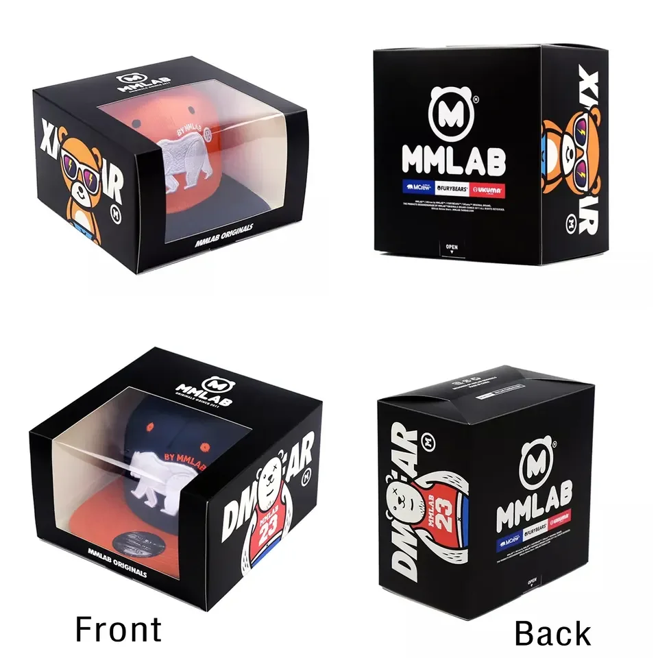 Wholesale Custom Logo Snapcap Box Packaging Hat Baseball Caps Mailer Gift Box Folding Packing Full Color Print With Clear Window