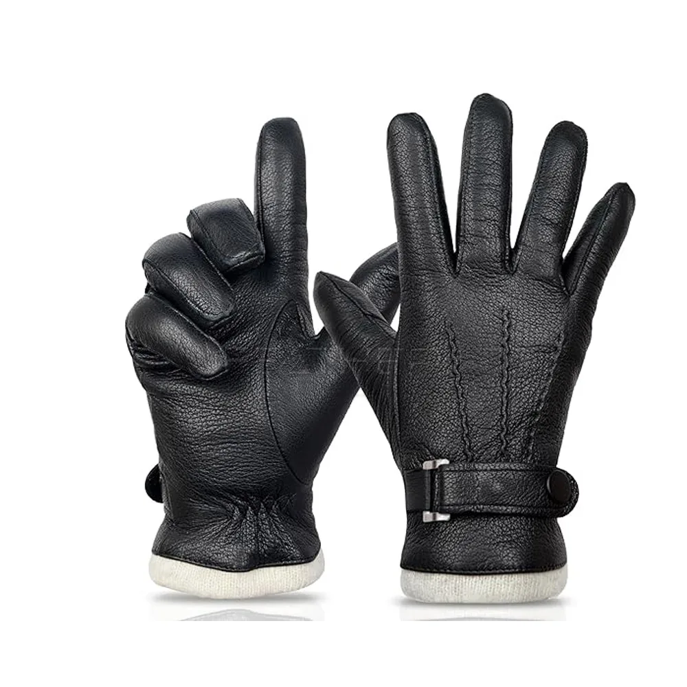 Изготовленные на заказ хороший материал зимний сезон кожаные перчатки однотонные мужские Модные