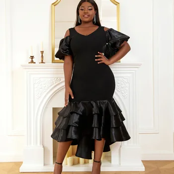 Elegant Mermaid Ruffles Dropshipping Manufacture India Evening Plus Size Dresses