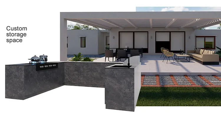 Pa Modern Bbq Island Stainless Steel Outdoor Kitchen Grill With Fridge ...