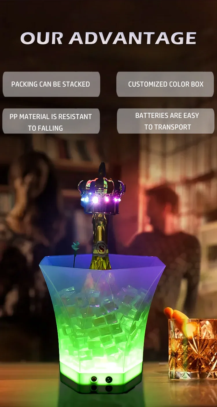 Factory Wholesale Acrylic Led Ice Bucket Bar Led Wine Beer Wine Cooler