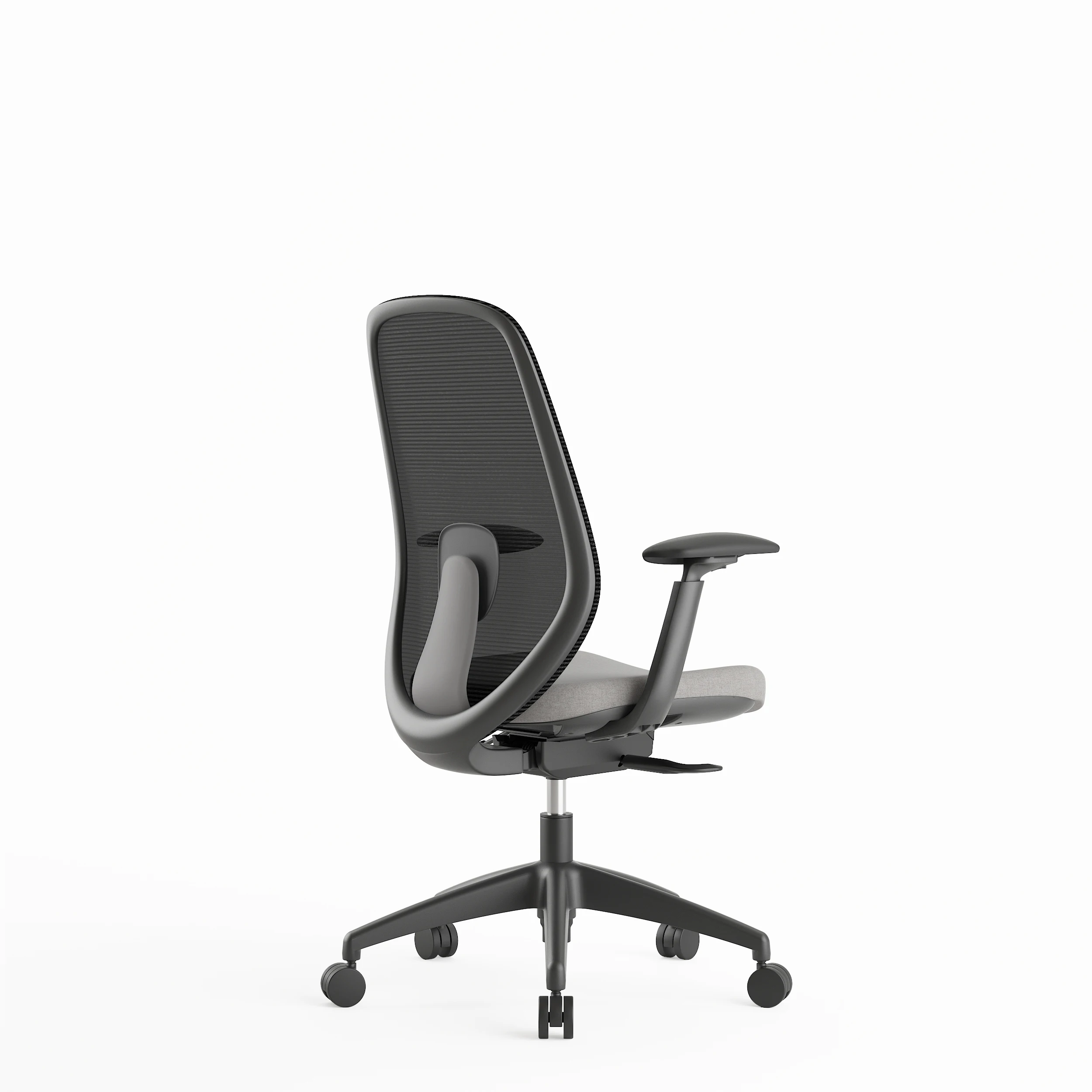 Kursi Kantor Mesh Hitam Eksekutif Boss dengan Sandaran Tangan 1D PU yang Dapat Disesuaikan Kursi Ergonomis