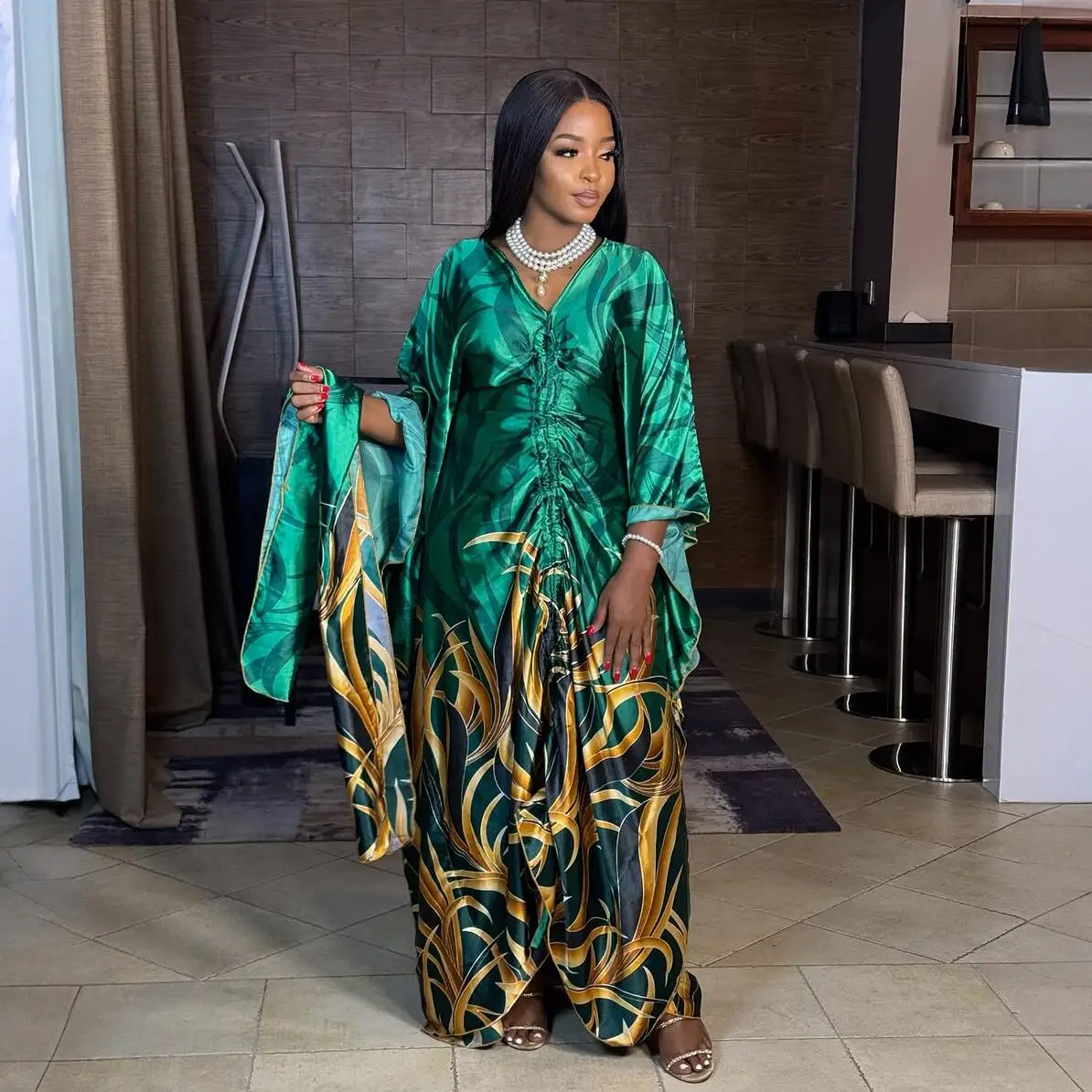 Wholesale African Attire Dresses Long African Dress Women Kaftan Plus Ize African Dress Rayon Kaftan Adults African Attire Long Digital Print African