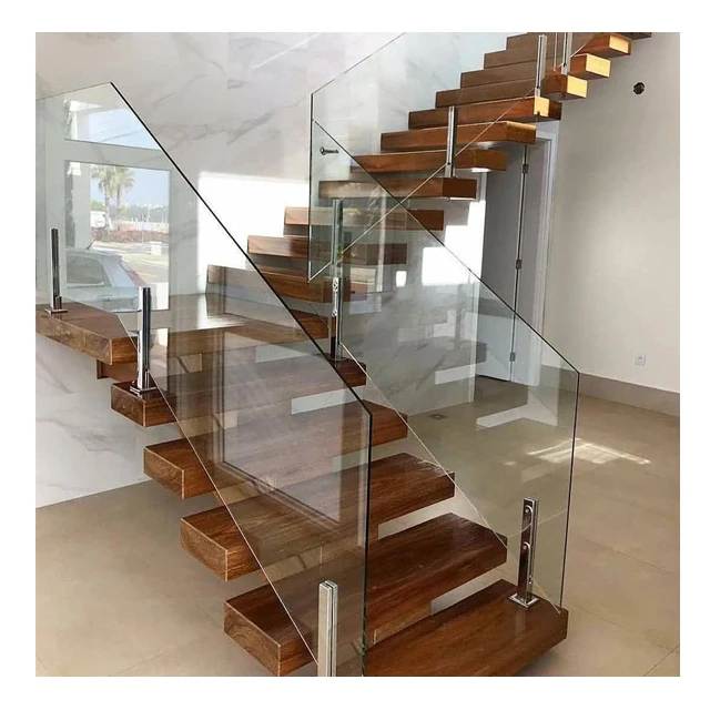 Indoor Staircase Star Railing  L Shaped Modern Stair Design for Villa Apartment