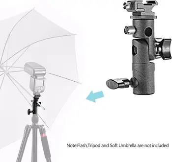 Neewer Professional Universal E Type Camera Flash Speedlite Mount Swivel Light Stand Bracket with Umbrella Holder for Canon detail image