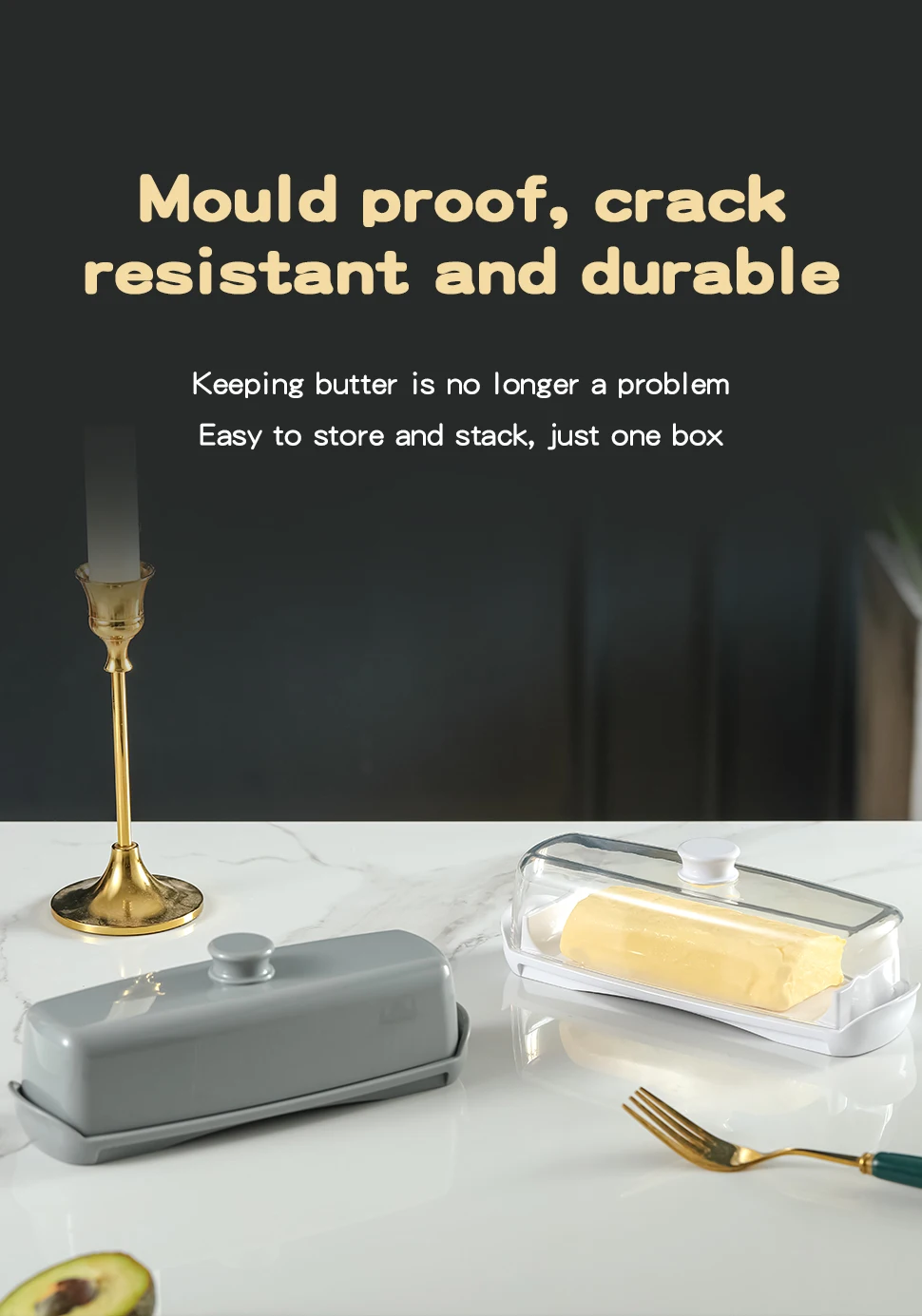 Butter Dish with Lid for Countertop and Refrigerator Door Shelf, Home ...