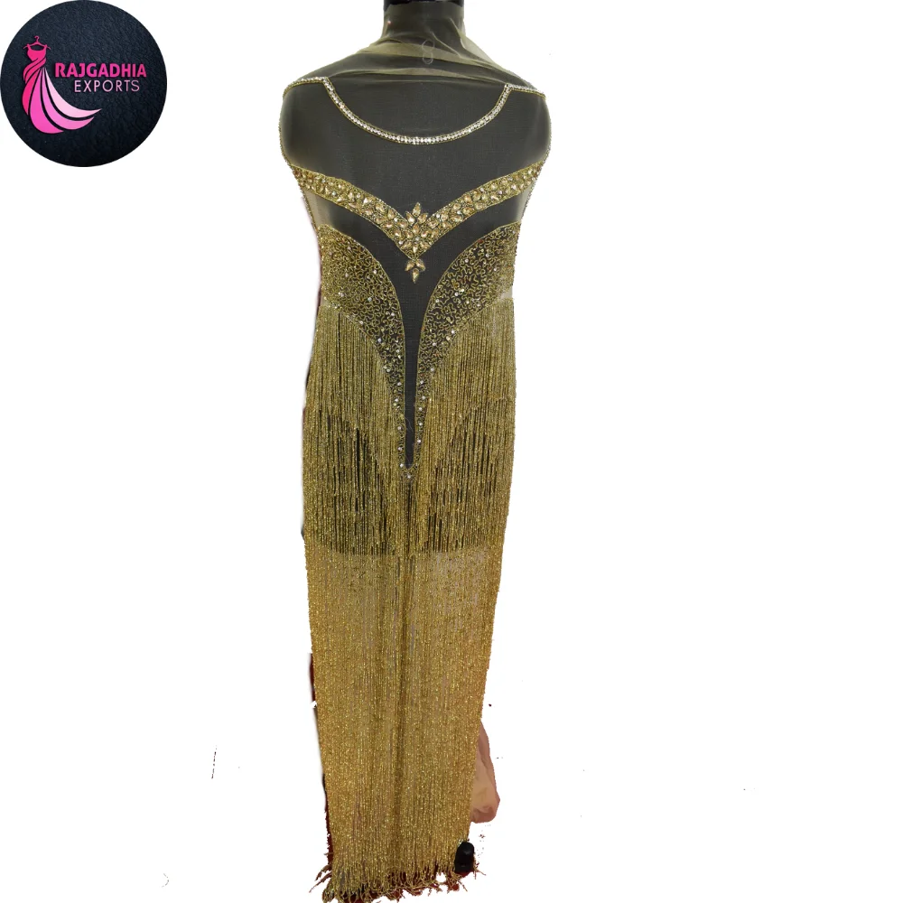 Indian Beaded Panel Dress - Unstitched Luxury Beaded Evening Gown Fabric  for Women, Custom Colors Available