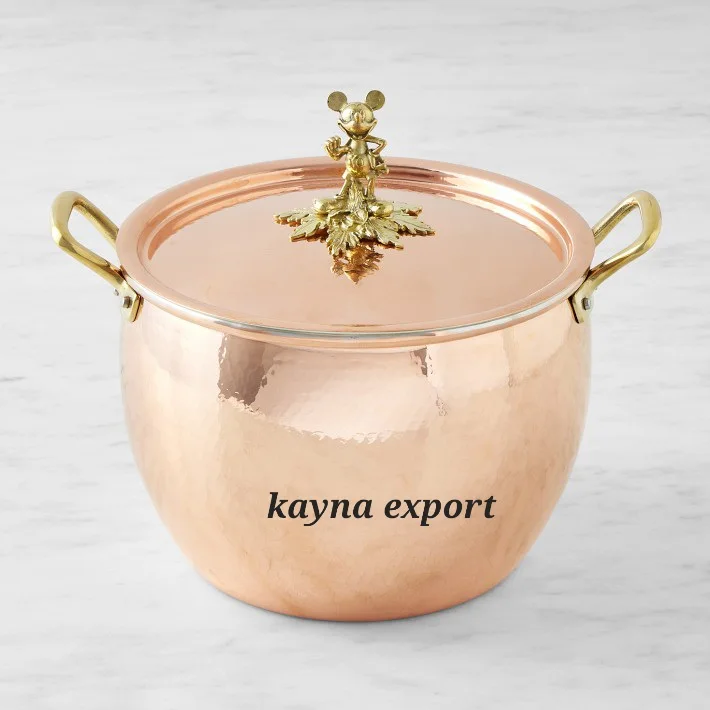 100% Cooper Cooking Pot with Lotus Design Flower Quality Copper Food Cooking Handi Customized Size and Shape Food Serving Pot