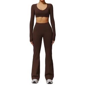 Premium Quality High Waist Design Butt Lifting Activewear Custom Logo Casual Yoga Pants Flare Leggings for Women