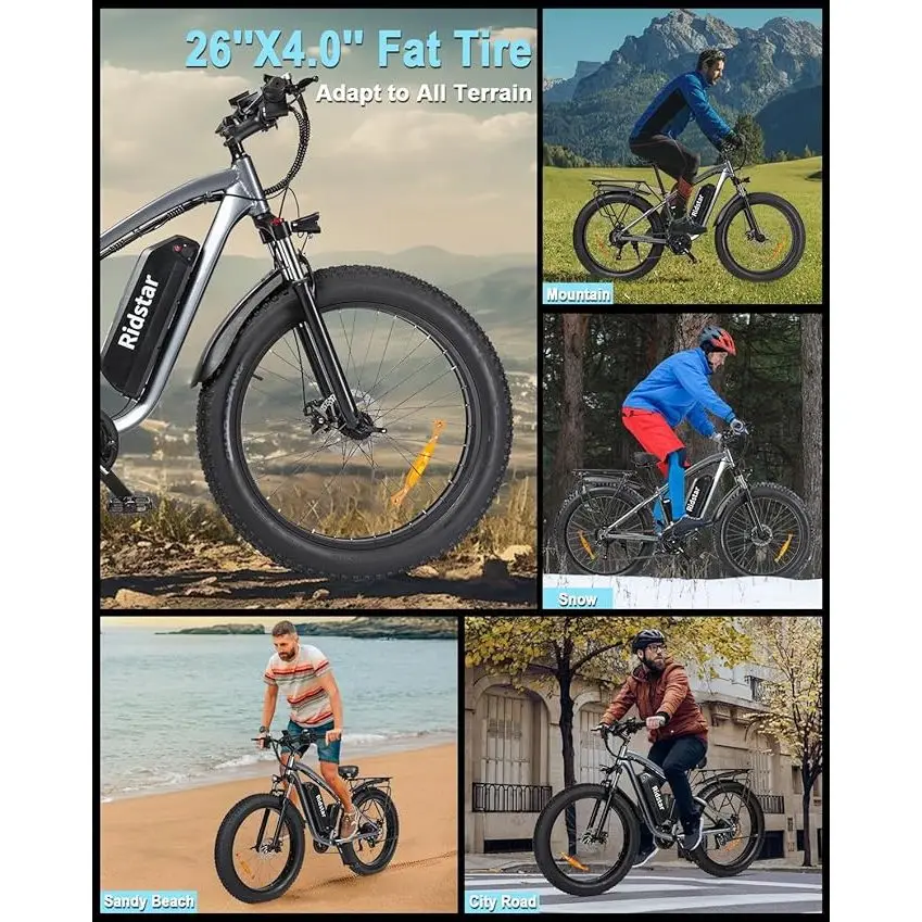 Ridstar E26 Pro Dual Motor 2000W 48V 23AH Electric Mountain Bike with 1000W 48V 15.6AH High Performance E-Bike
