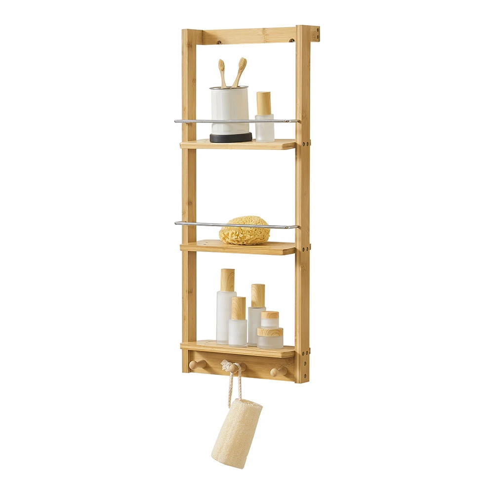 Bamboo Shower Shelf Hanging Caddy Organizer Storage Pantry Organizer