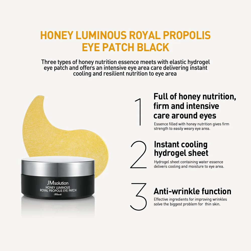 JMSOLUTION HONEY LUMINOUS ROYAL PROPOLIS EYE PATCH BLACK Made in Korea Hot Selling Korean Skincare Product Wholesale korean
