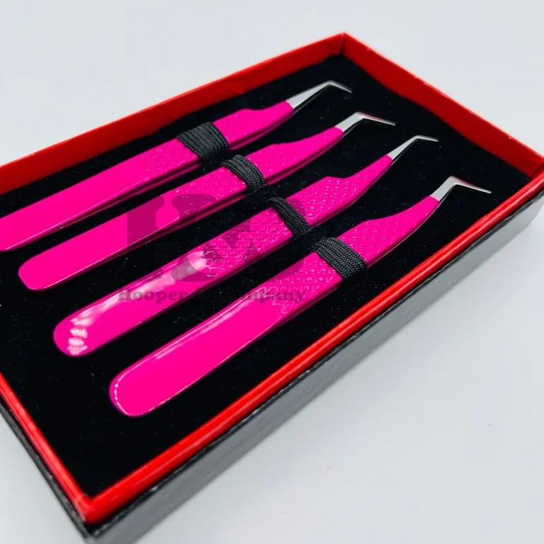 White Fiber Tip Tweezers Eyelash Extension Tweezer 45 Degree Tweezers