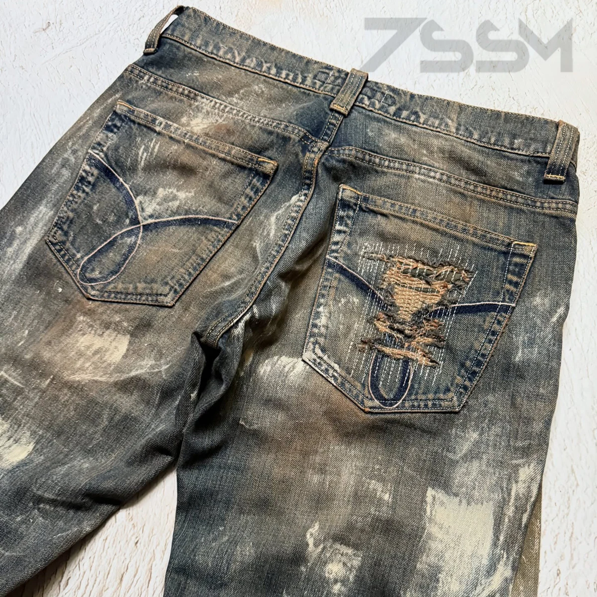 archive y2k HUNCH patchwork damage denim Vintage Y2K Akademiks 