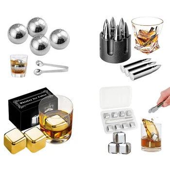 304 Stainless Steel  Cooling Ice Grains Whiskey Metal Ice Cube Bullets Creative Bar Barware Supplies Ice Grains