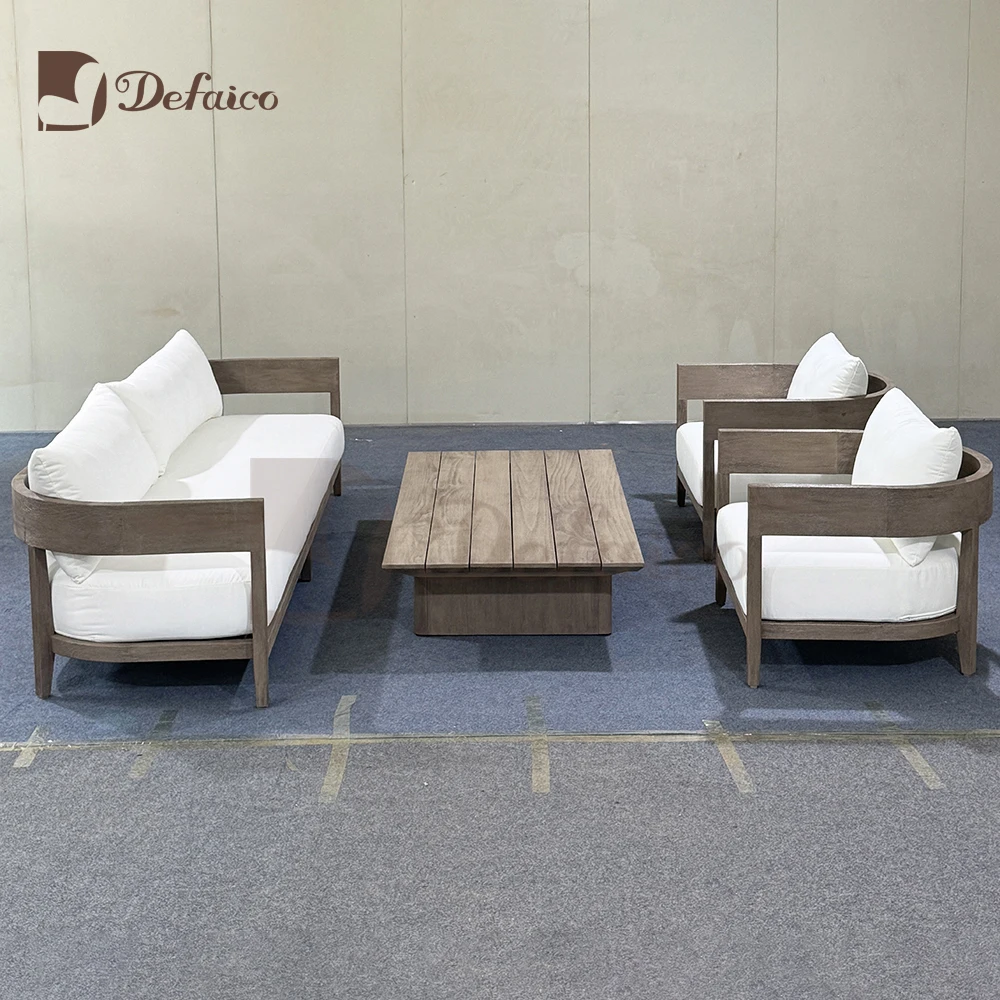Defaico 2024 Modern Premium Teak Lounge Chair Luxury Balmain Teak Outdoor Furniture Set for Patio