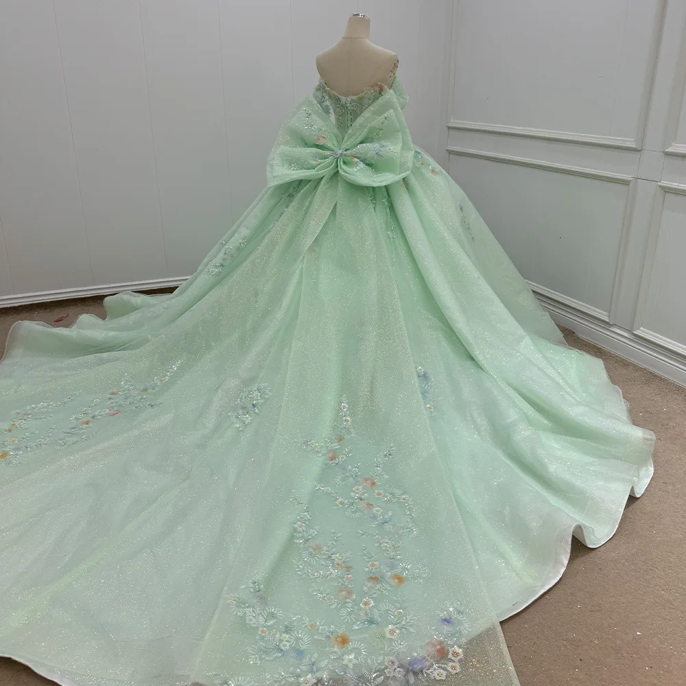 Jancember WN083 Princess Mint Green Bow Quinceanera Dresses for 15 Girls