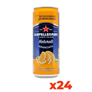 Sanpellegrino Italian Sweet Orange Soda Premium Quality 330ml Sleek Can 24 Cans for Home Use