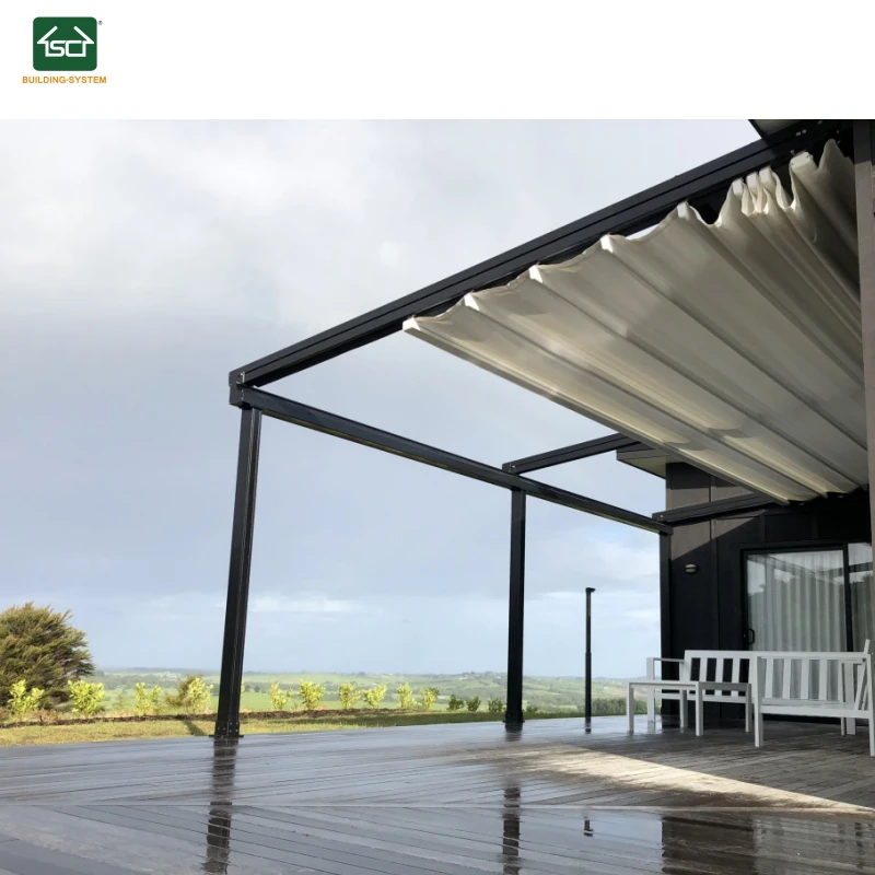 Outdoor Opening Gazebo Automatic PVC Pergola Systems Metal Garage Patio Awning Retractable Roof Shade