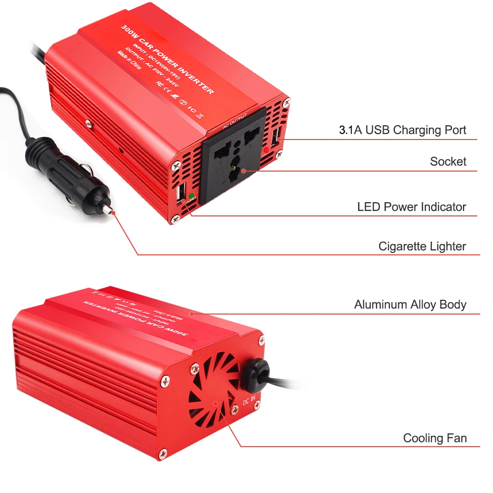 Modified Sine Wave Car Power Inverter Converter With Dc 12v To 110v Ac
