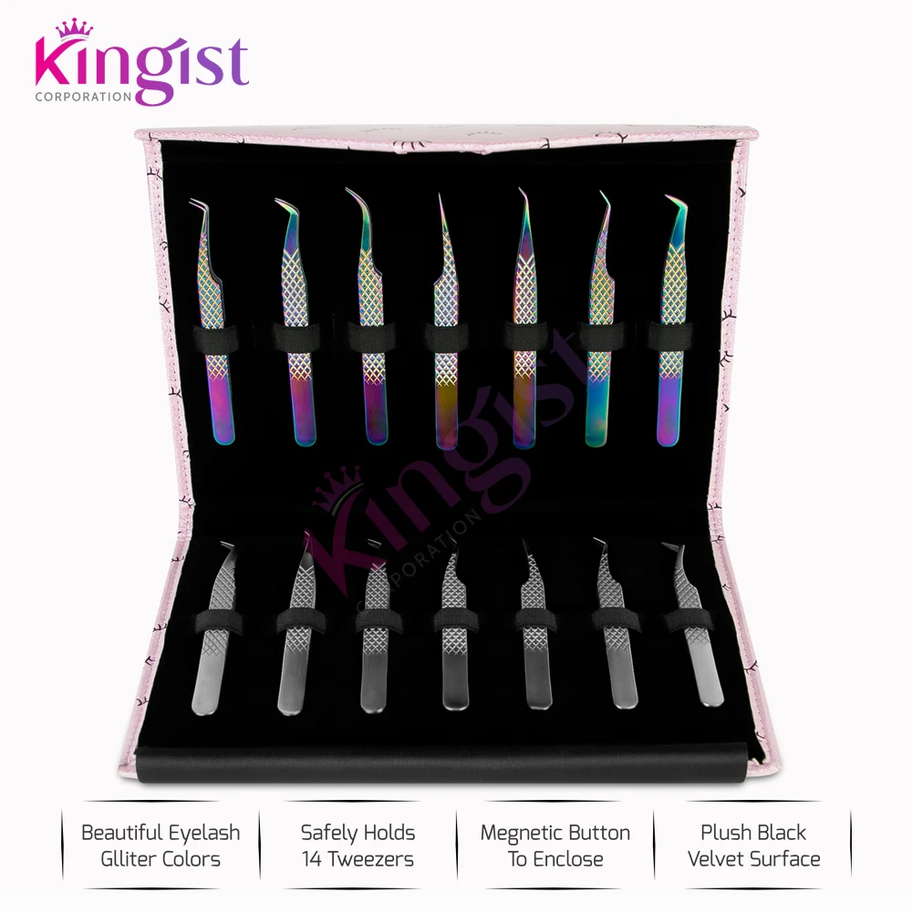 Pink Glitter Lash Print Tweezer Cases Beautiful Wholesale