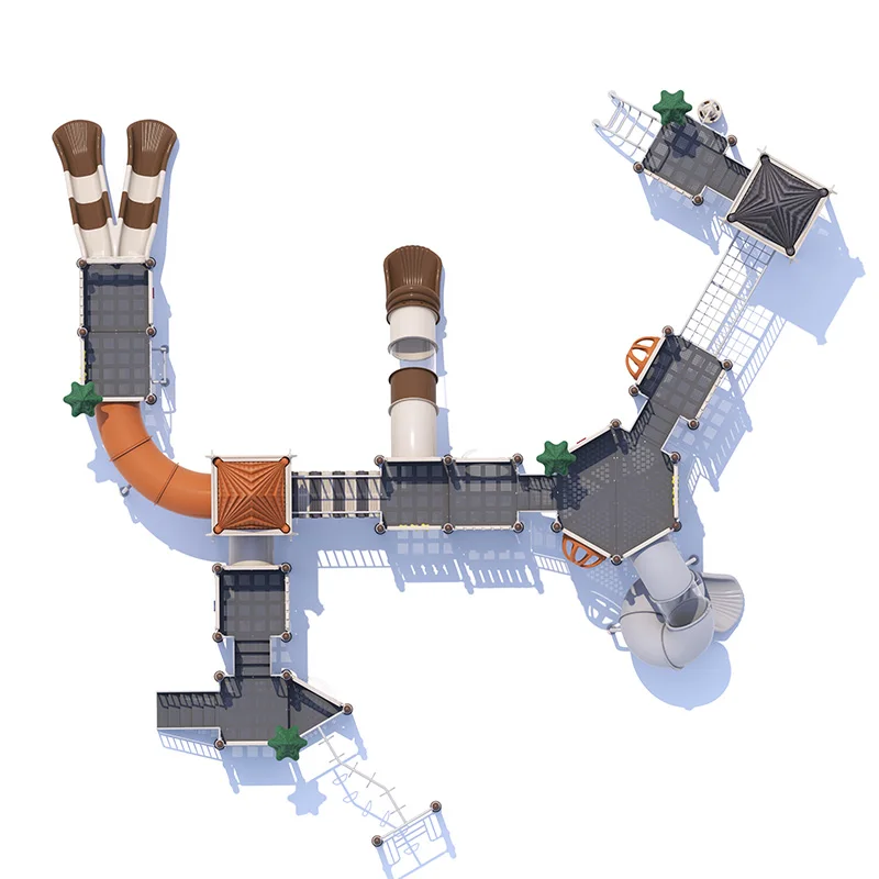 Feelkids ALITA-NC24021 High-Capacity Outdoor Plastic/Galvanized Pipe Slide Multi-Play Kids Activity Center PE Board Equipment factory