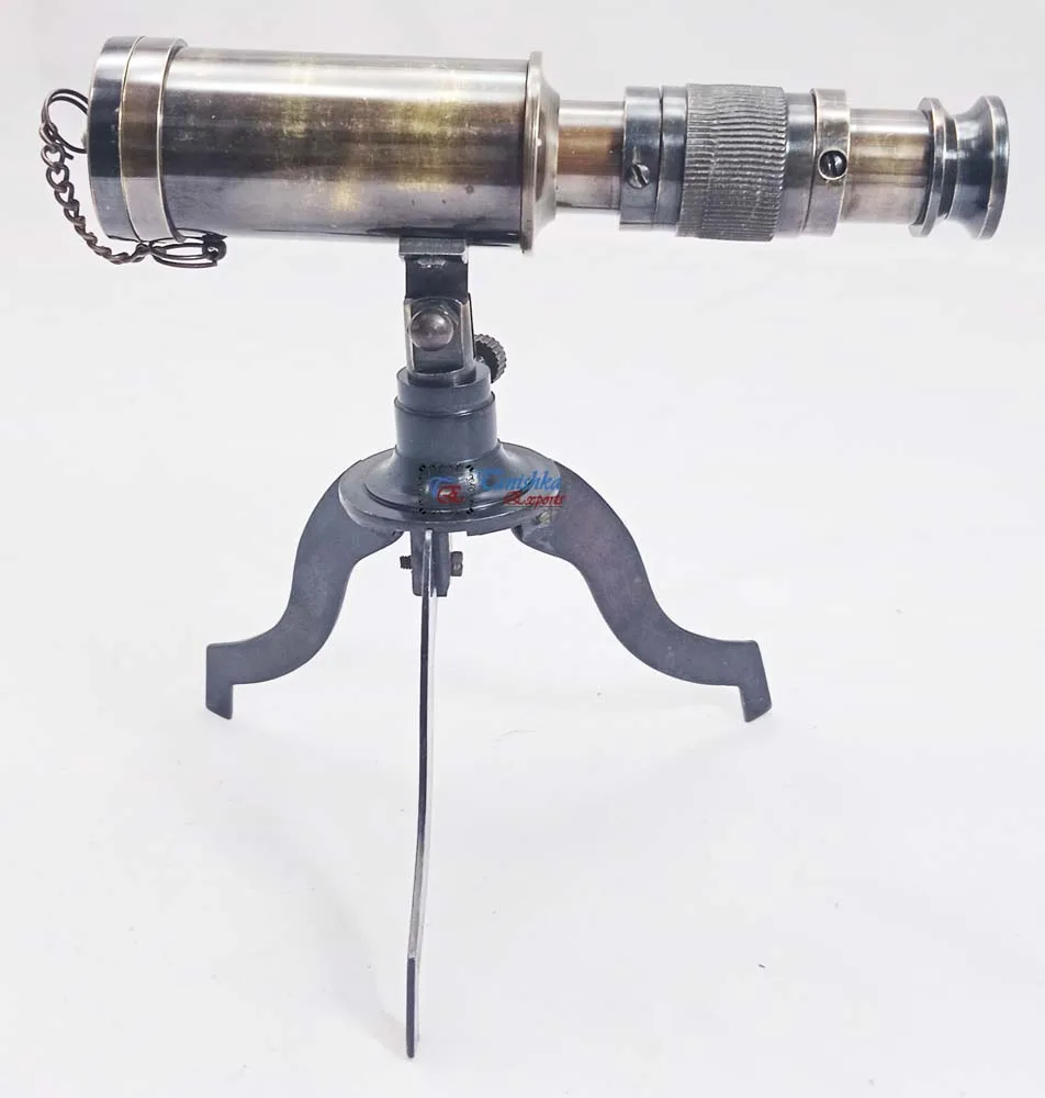 Antique Tipod Telescope Desktop Decoative Shiny Bass